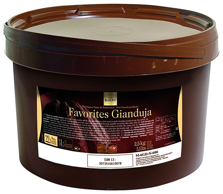 Chocolat aux noisettes 22.5% Giandjua - BARRY - Seau de 2,5 kg