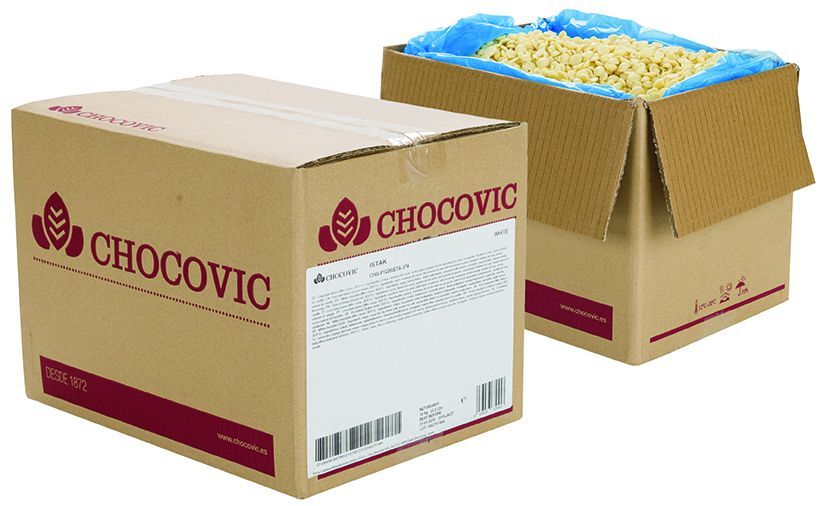 Chocolat blanc 30,5% en pistoles - CHOCOVIC - Carton de 10 kg