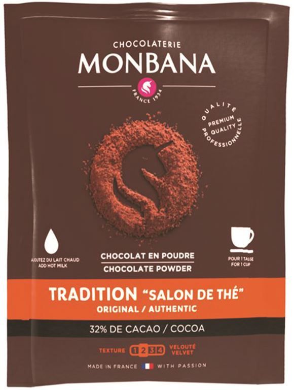 Chocolat en poudre 32% Tradition - MONBANA - Carton de 100 doses