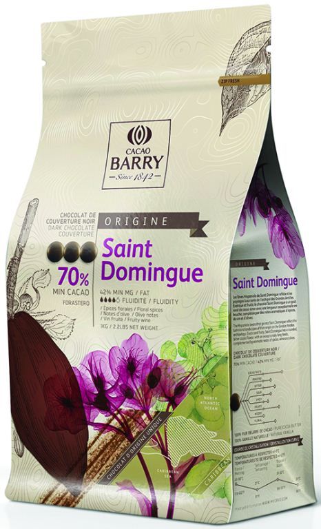 Chocolat noir 70% en pistoles St Domingue - BARRY - Sachet de 1 kg