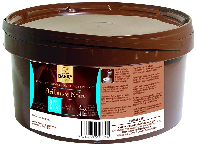 Glaçage au chocolat noir 39% - BARRY - Seau de 2 kg