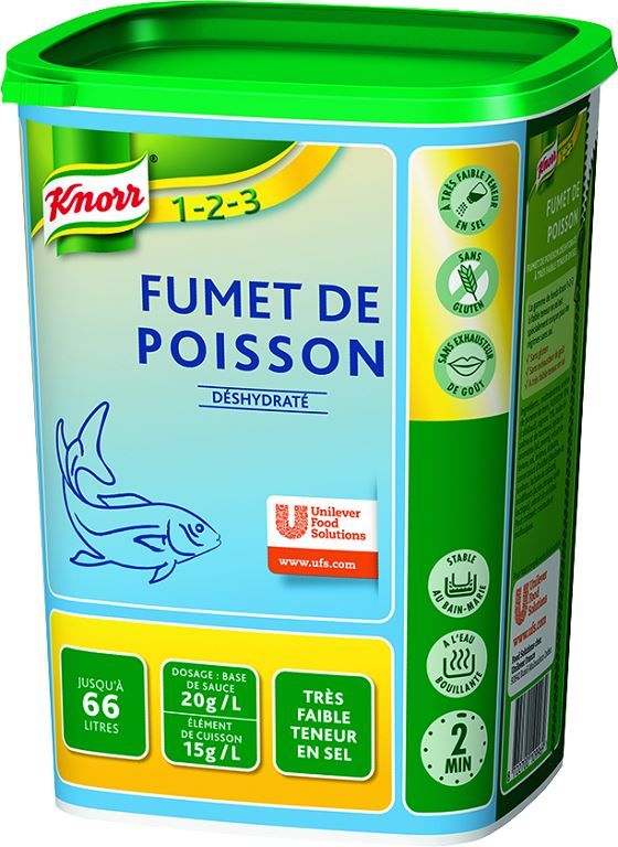 Fumet de poisson déshydraté pauvre en sel - KNORR 1,2,3 - Boite de 1 kg