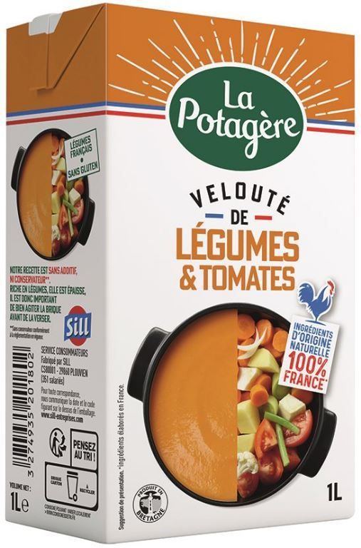 Velouté de légumes et tomates - LA POTAGERE - Carton de 6 briques