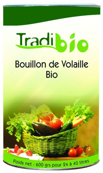 Bouillon de volaille déshydraté Bio - TRADIBIO - Boîte de 600 g