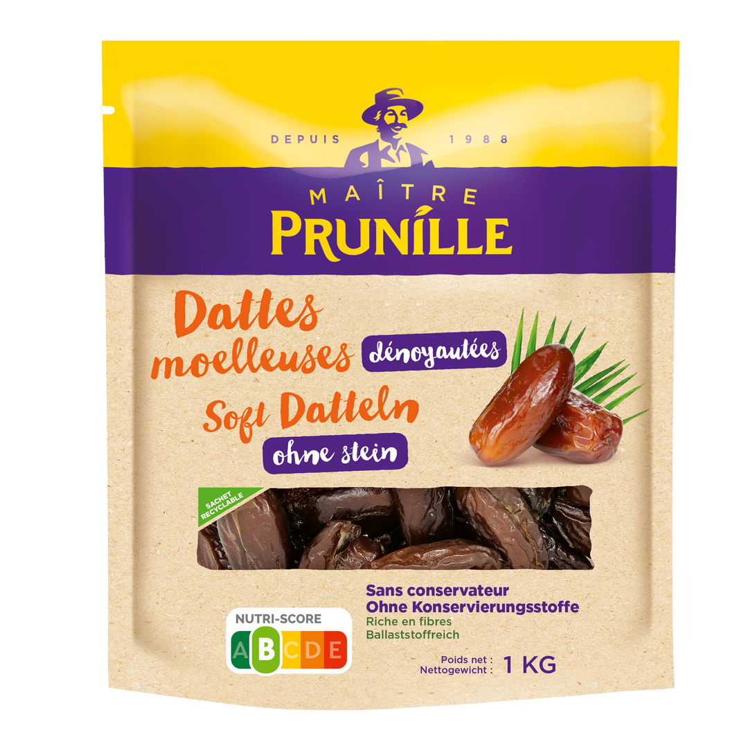 Dattes dénoyautées moelleuses - MAITRE PRUNILLE - Poche de 1 kg