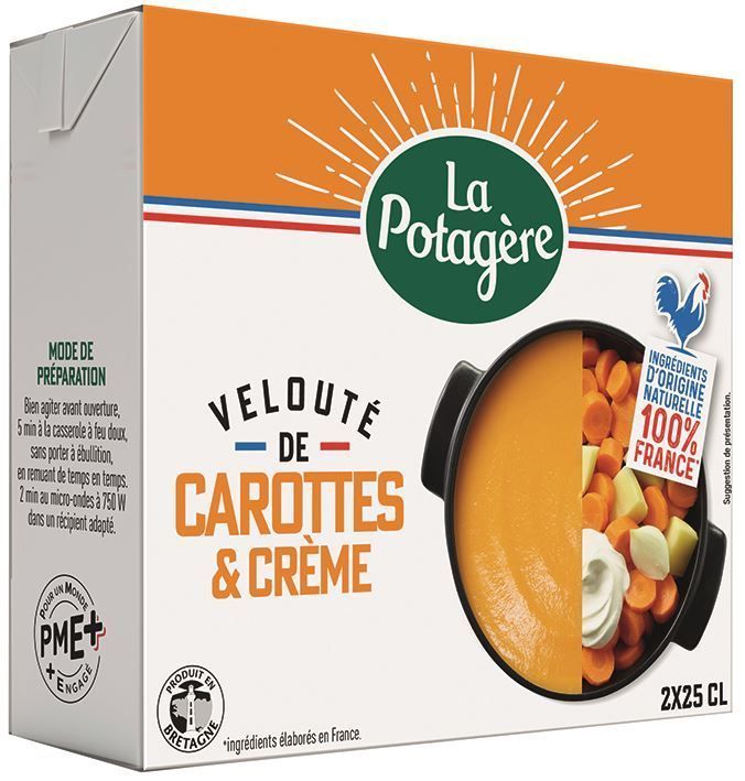 Velouté de carottes et crème fraîche - LA POTAGERE - Carton de 18 briques