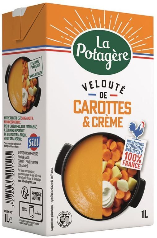 Velouté de carottes et crème fraîche - LA POTAGERE - Carton de 6 briques