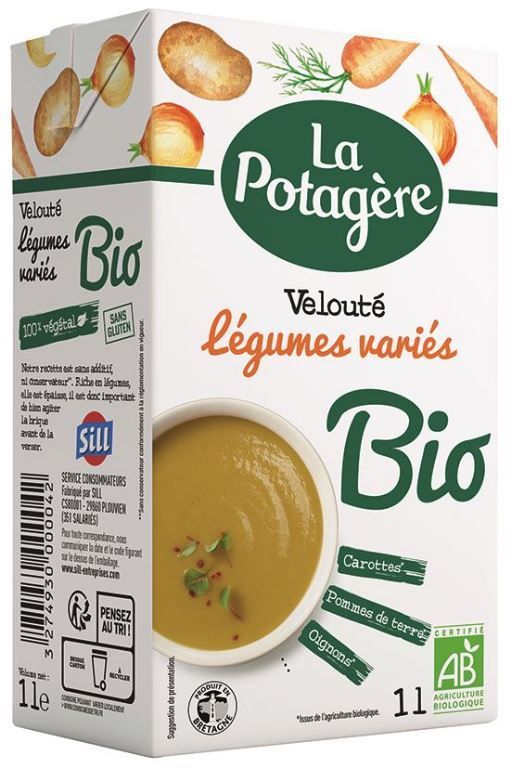 Velouté de légumes variés Bio - LA POTAGERE - Carton de 6 briques