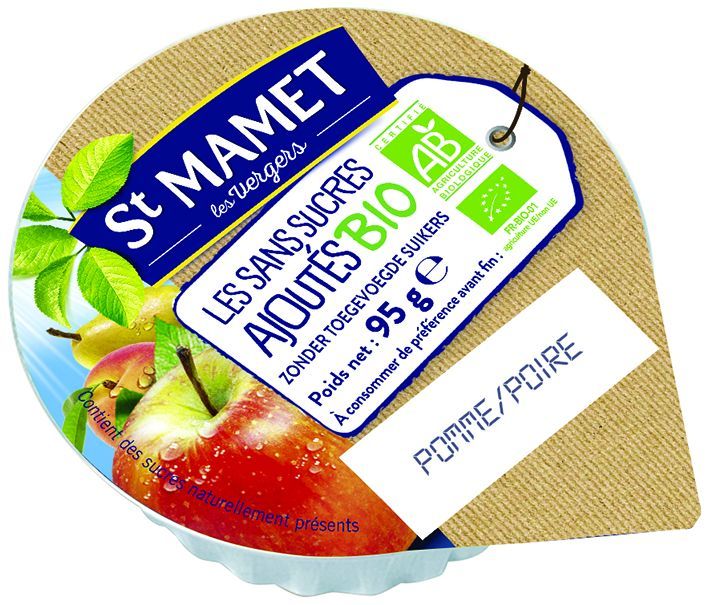 Purée de pommes et poires Bio - ST MAMET - Carton de 120 coupelles