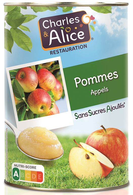 Purée de pommes sans sucres ajoutés - CHARLES ET ALICE - Boite 5/1