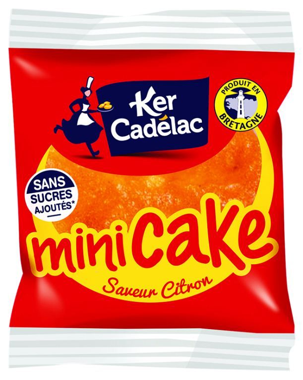 Mini cake au citron sans sucres ajoutés - KER CADELAC - Carton de 60 sachets