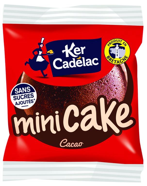 Mini cake au cacao sans sucres ajoutés - KER CADELAC - Carton de 60 sachets