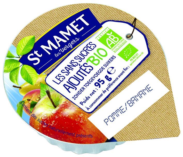 Purée de pommes et bananes Bio - ST MAMET - Carton de 120 coupelles