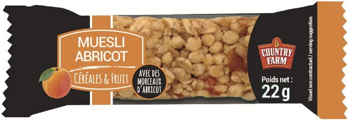 Barre muesli abricot - COUNTRY FARM - Carton de 200 unités