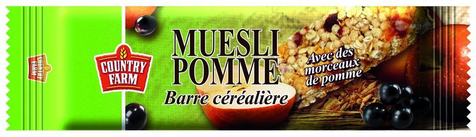 Barre céréalière muesli à la pomme - COUNTRY FARM - Carton de 200 unités