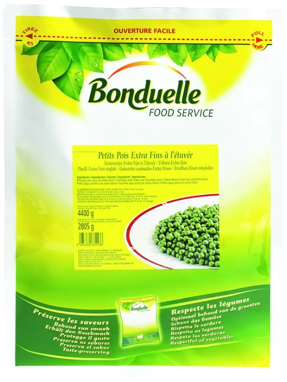 Petits pois extra fins à l'étuvée CE2 - BONDUELLE - Carton de 4 sachets