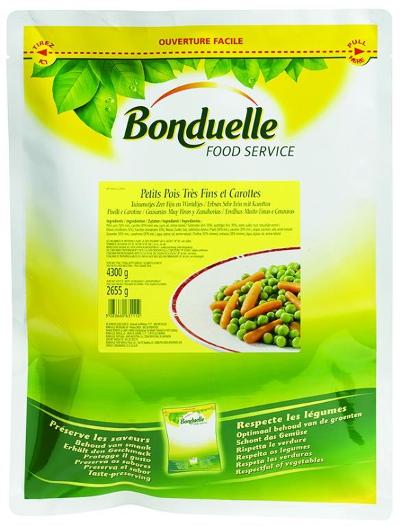 Petits pois très fins et carottes CE2 - BONDUELLE - Carton de 4 sachets