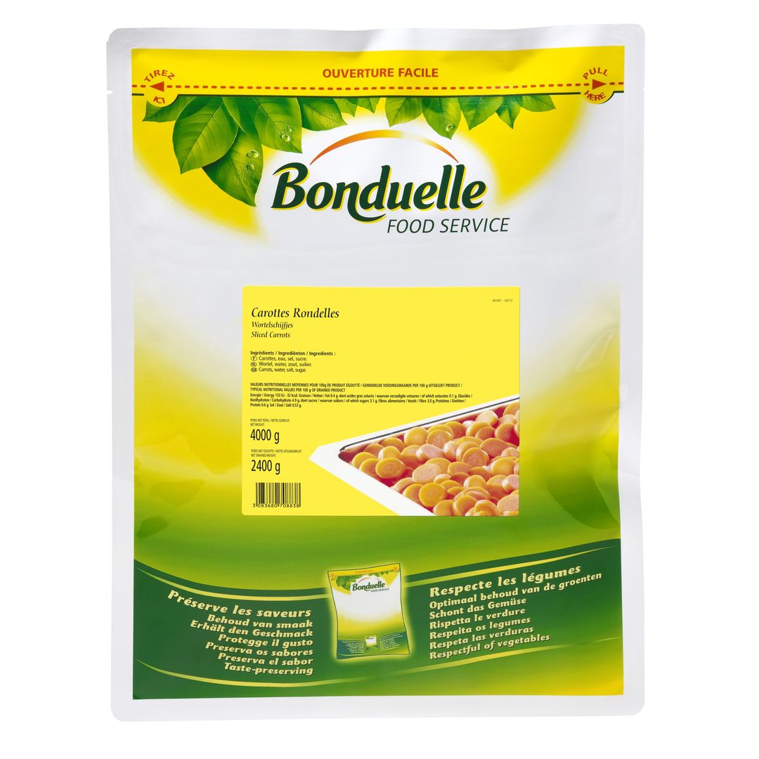 Carottes en rondelles - BONDUELLE - Carton de 4 sachets