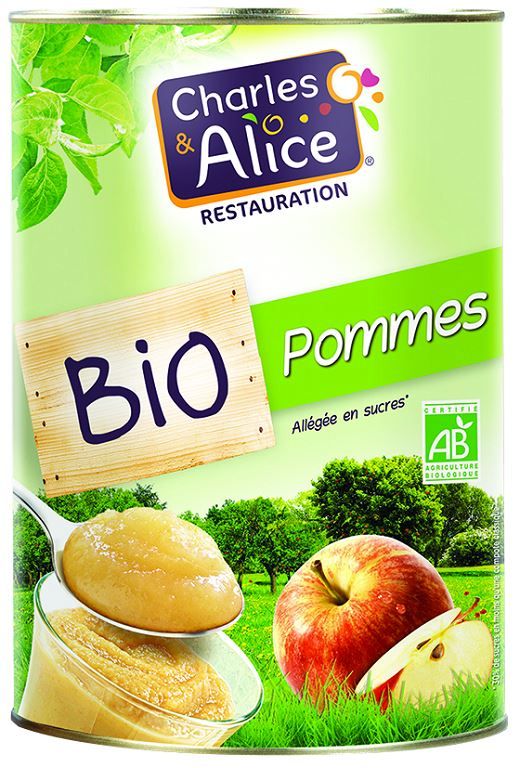 Compote de pommes allégé en sucres Bio - CHARLES ET ALICE - Boite 5/1