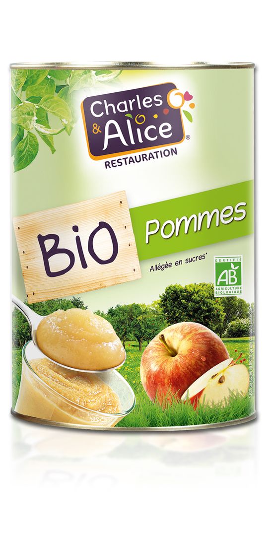 Compote de pommes allégé en sucres Bio - CHARLES ET ALICE - Boite 5/1