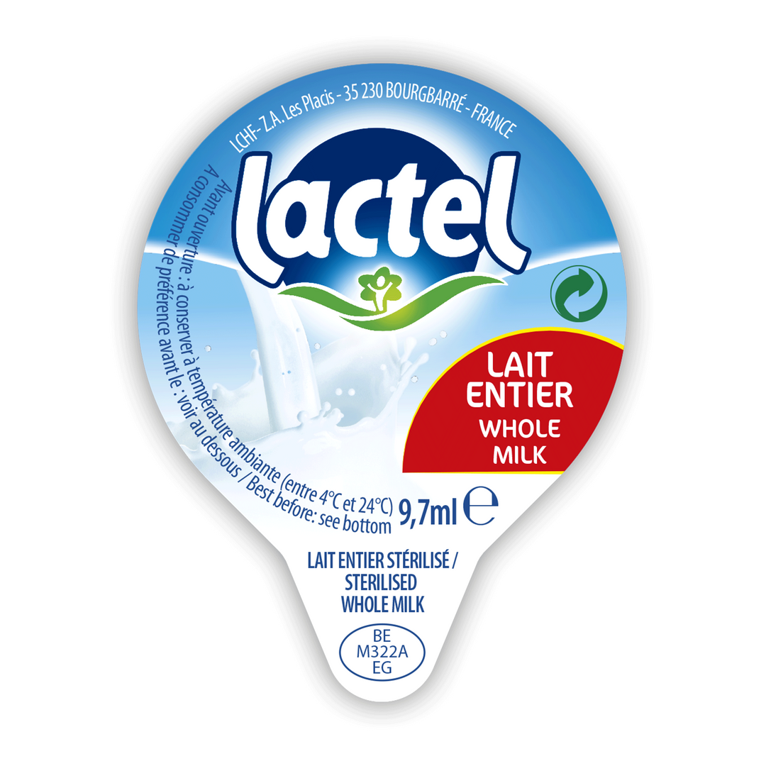 Lait entier coupelle - LACTEL - Carton de 240 coupelles