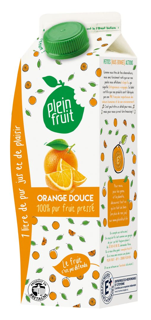 Pur jus d'orange douce - PLEIN FRUIT - Carton de 6 briques