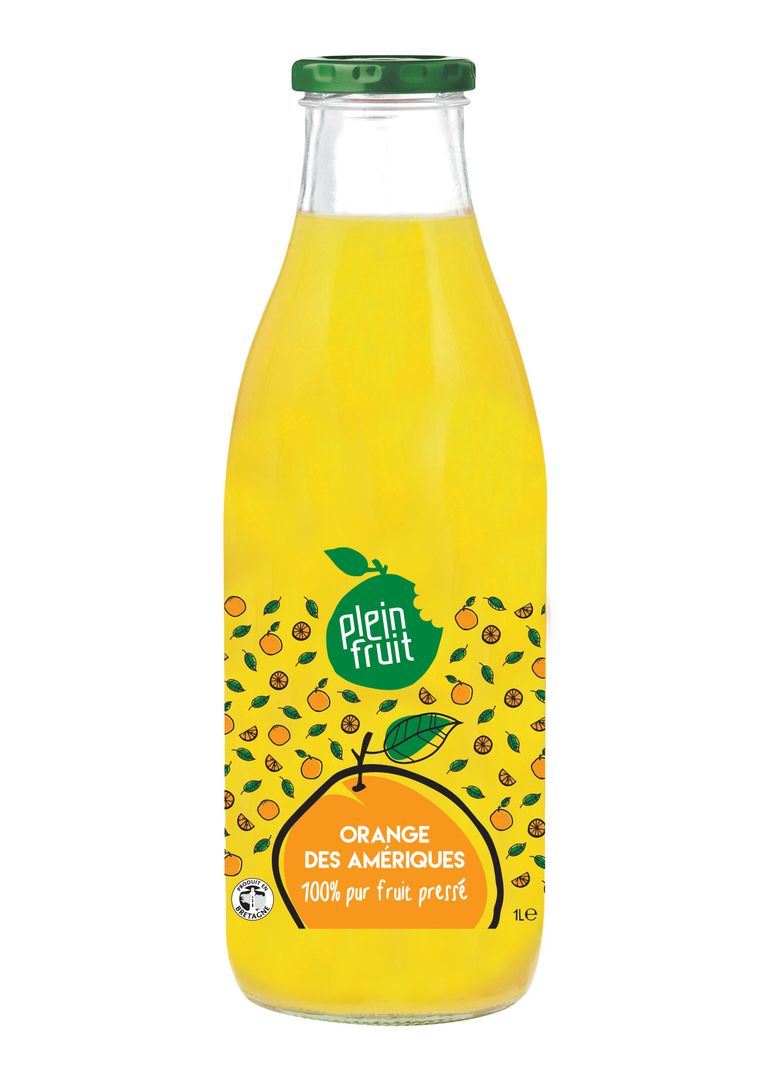 Jus d'orange sans sucres ajoutés - PLEIN FRUIT - Carton de 6 bouteilles