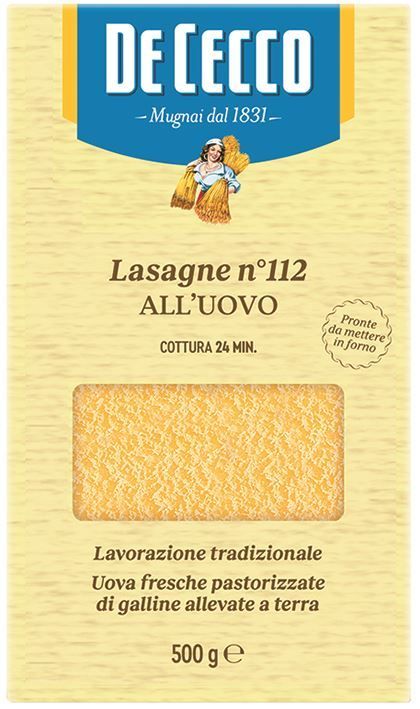 Lasagnes aux oeufs n°112 - DE CECCO - Paquet de 500 g
