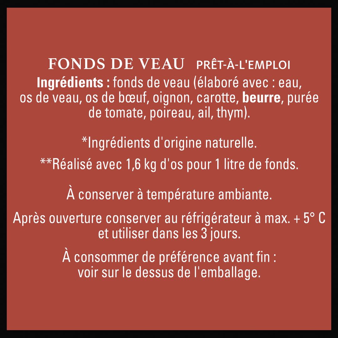 Fonds de veau 100% naturel - CHEF® - Brique de 1 L