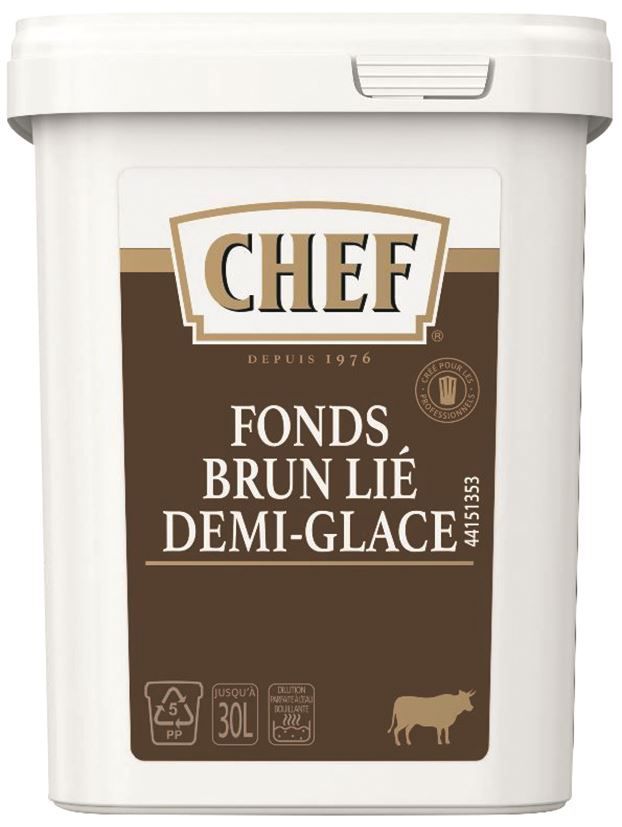 Fonds brun lié demi-glace déshydraté - CHEF® - Boite de 900 g