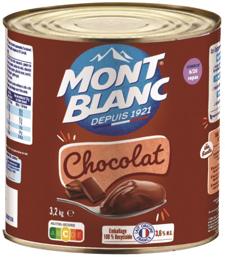 Crème dessert saveur chocolat - MONT BLANC - Boite 3/1