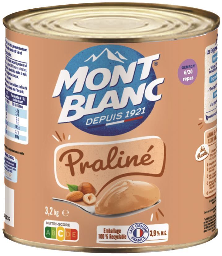 Crème dessert saveur praliné - MONT BLANC - Boite 3/1