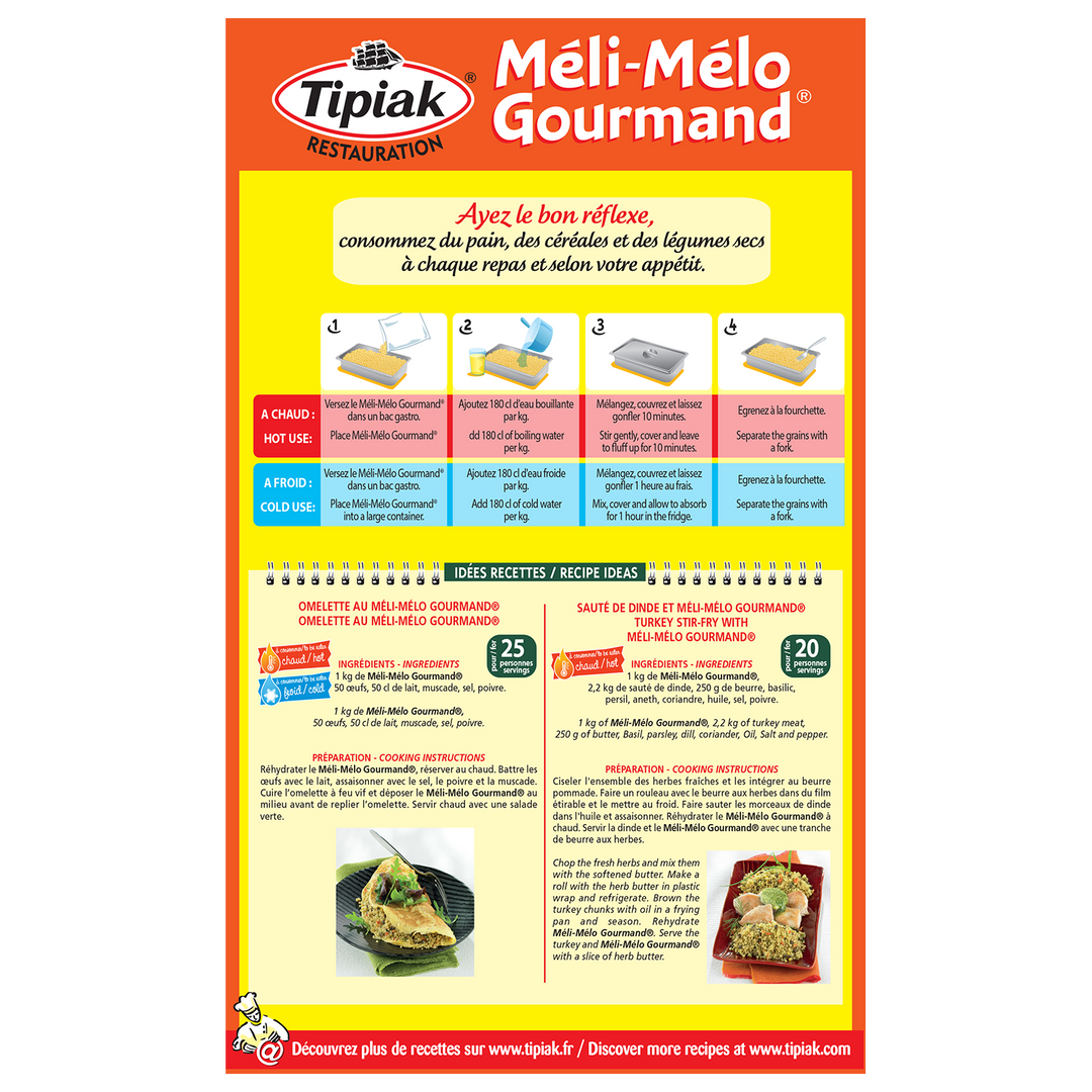 Méli mélo groumand® céréales et légumes secs - TIPIAK® RESTAURATION - Boite de 1 kg