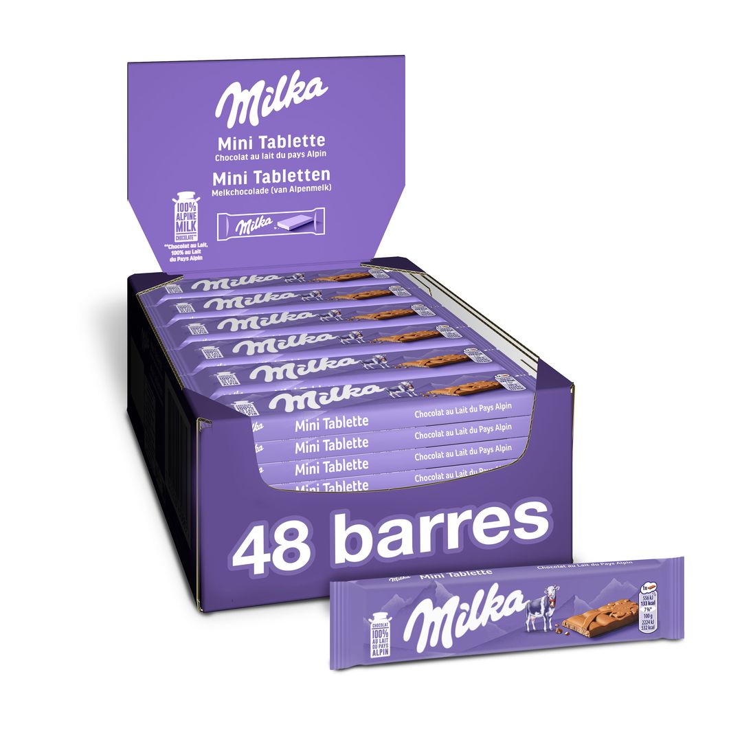 Mini tablette de chocolat au lait - MILKA - Boite de 48 unités