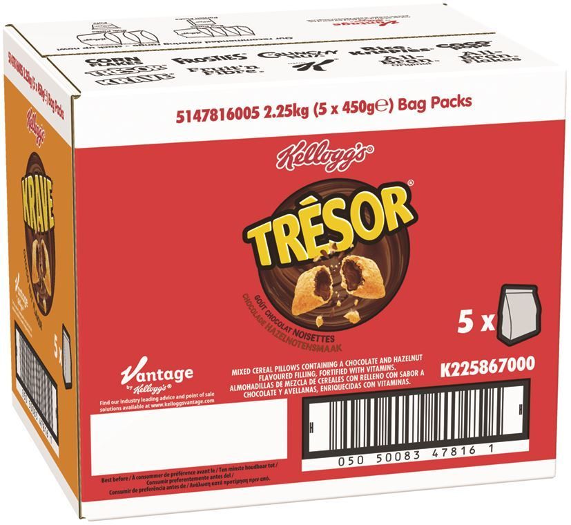 Trésor chocolat-noisette en sachet 450 g KELLOGG'S - Grossiste Céréales -  EpiSaveurs