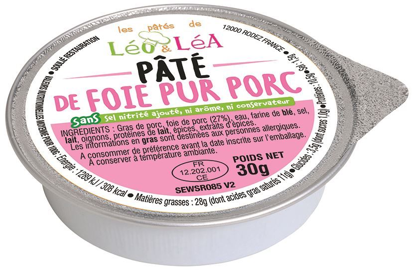 Pâté de foie pur porc - SOULIE - Carton de 144 coupelles