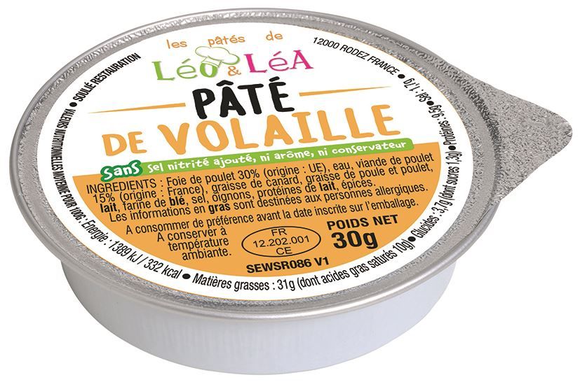 Pâté de volaille - SOULIE - Carton de 144 coupelles