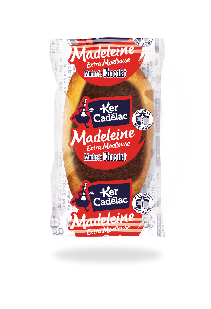 Madeleine extra moelleuse au chocolat - KER CADELAC - Carton de 150 sachets