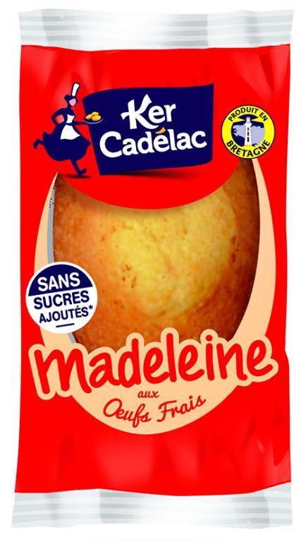 Madeleine aux oeufs frais sans sucres ajoutés - KER CADELAC - Carton de 150 sachets