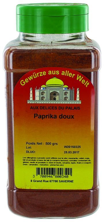 Paprika doux moulu - DELICES DU PALAIS - Pot de 500 g