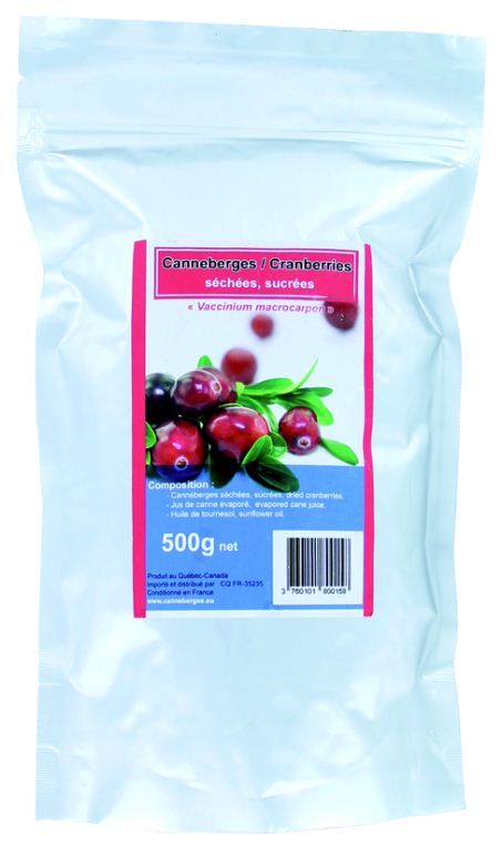 Canneberges séchées sucrées - COULEURS QUEBEC - Sachet de 1 kg