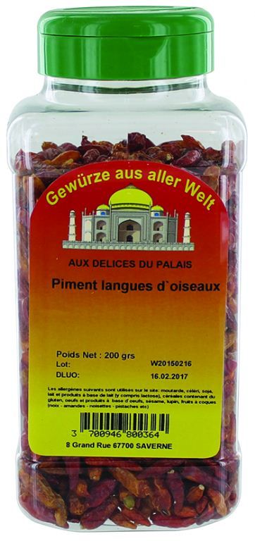 Piment langue des oiseaux - DELICES DU PALAIS - Pot de 200 g