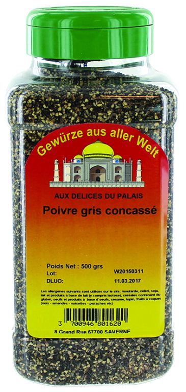 Poivre gris concassé - DELICES DU PALAIS - Boite de 500 g