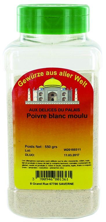 Poivre blanc moulu - DELICES DU PALAIS - Boite de 550 g