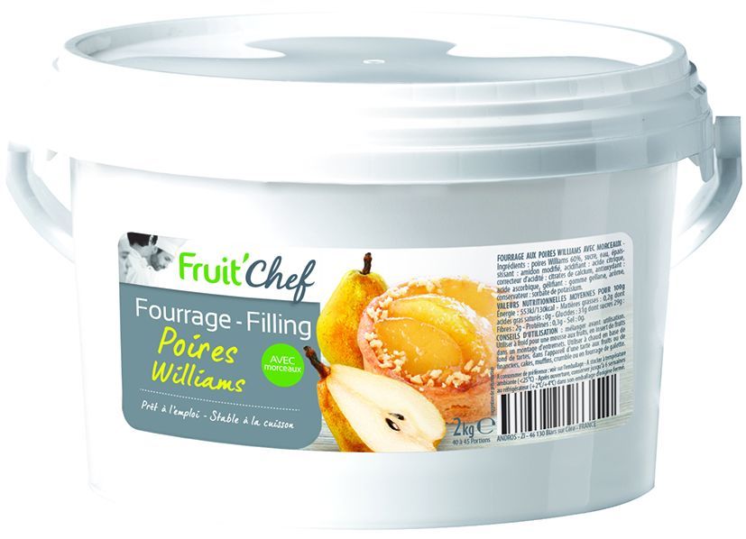 Fourrage poire Williams avec morceaux Fruit'Chef - FRUIT CHEF - Seau de 2 kg