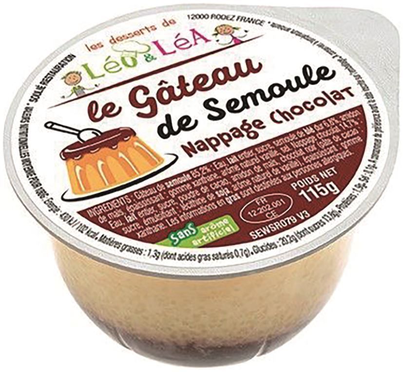 Gâteaux de semoule nappage chocolat - SOULIE - Carton de 72 coupelles