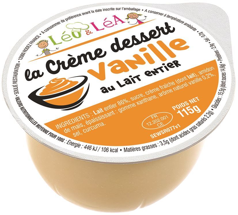 Crèmes dessert saveur vanille et saveur lait entier - SOULIE - Carton de 72 coupelles