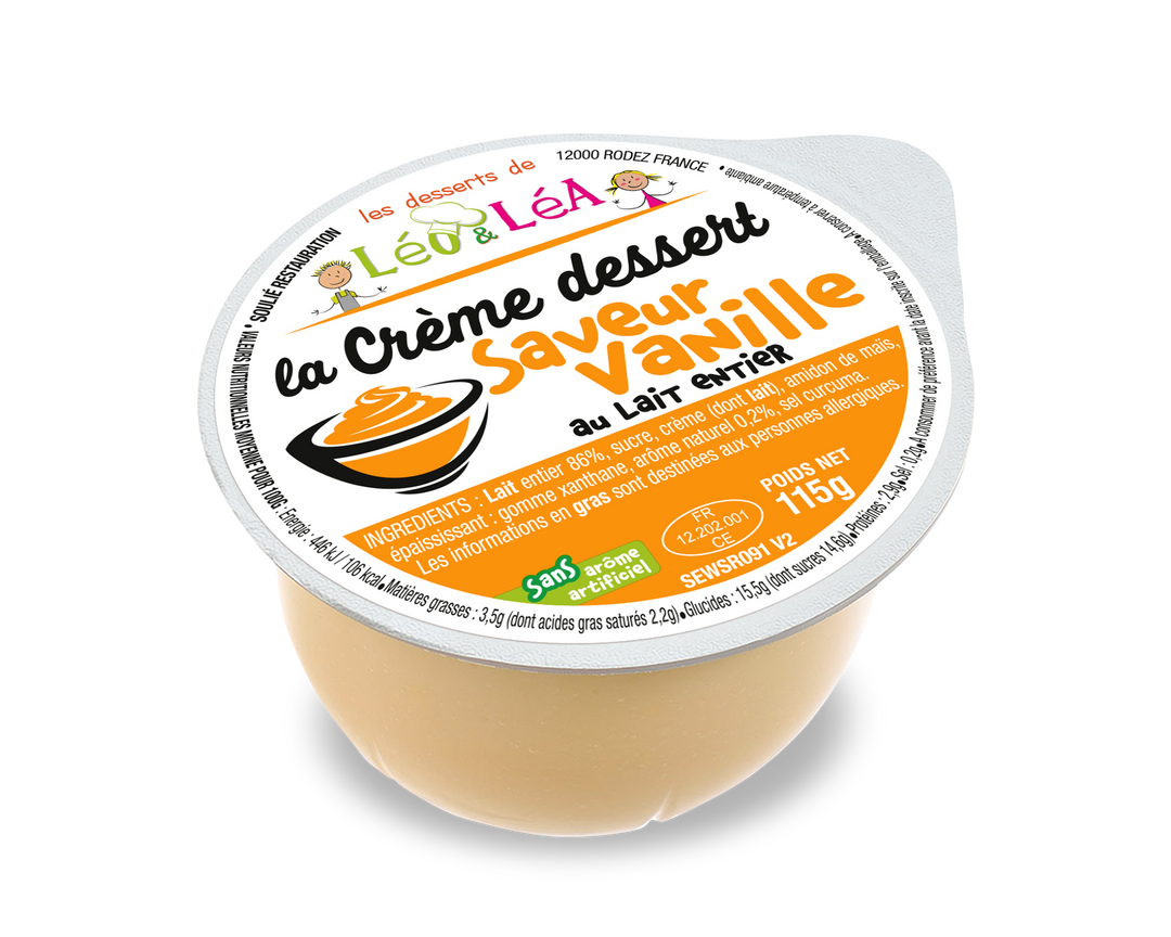 Crèmes dessert saveur vanille et saveur lait entier - SOULIE - Carton de 72 coupelles