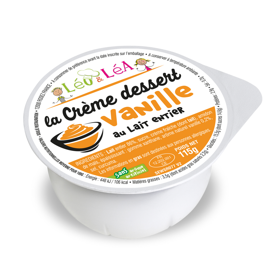 Crèmes dessert saveur vanille et saveur lait entier - SOULIE - Carton de 72 coupelles