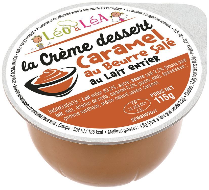 Crèmes dessert saveur caramel au beurre salé au lait entier - SOULIE - Carton de 72 coupelles